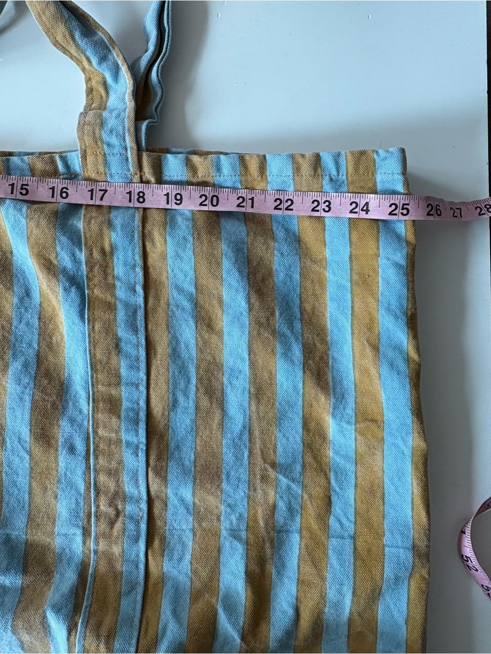 SZ Blockprints || Oversized Slouchy Tote Thick Stripe Floral Green Blue Pink - Picture 6 of 7